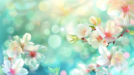 abstract spring blossom background featuring a variety of white, yellow, and pink flowers