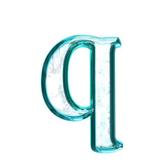 Ice symbol in a turquoise  frame. letter q