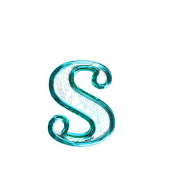 Ice symbol in a turquoise  frame. letter s