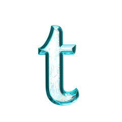 Ice symbol in a turquoise  frame. letter t