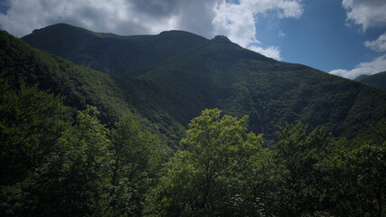 Scorcio dalla strada per Fonte Avellana nelle Marche in montagna