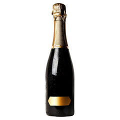 Half size champagne bottle convenient die cut PNG style isolated on white and transparent background