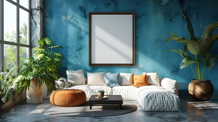 Cozy Living Room with Tropical Decor and Minimalist Design Aesthetic