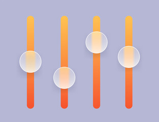 Glass morphism equalizer icon. Vector setting symbol