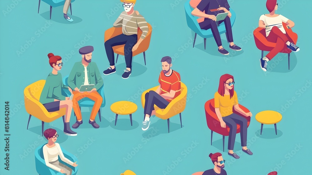 Poster diverse group of professionals engaged in a collaborative meeting in a modern office setting