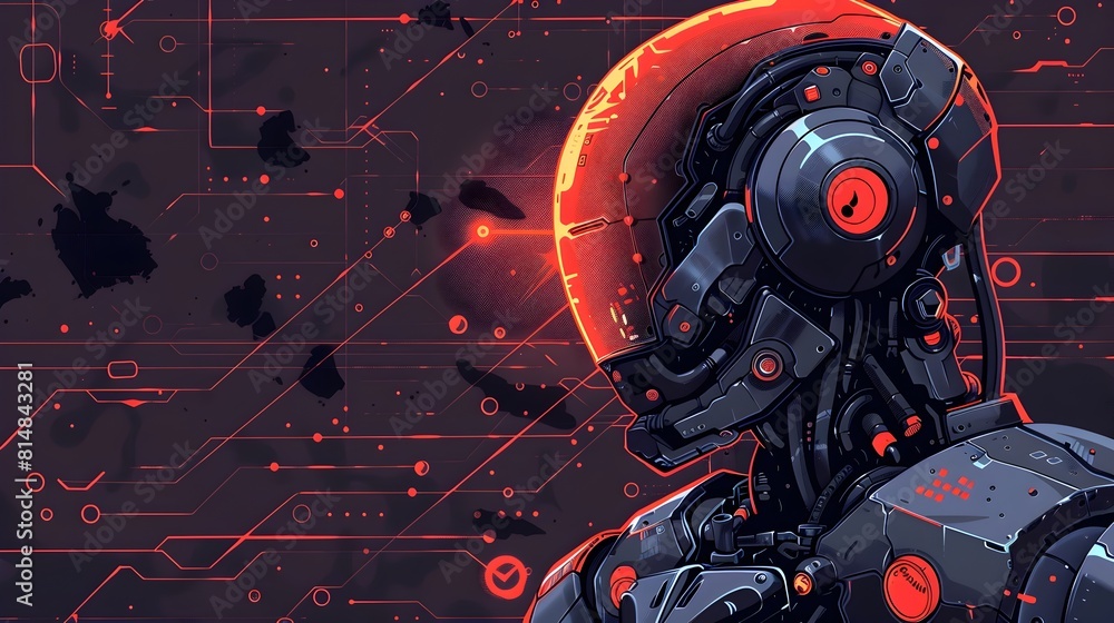 Poster futuristic cyborg mechanical technology with cosmic universe background