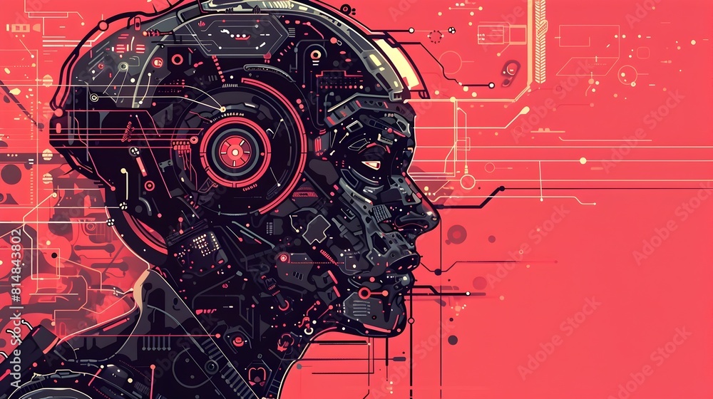Leinwandbilder highly detailed robotic cyborg head with advanced technological interface and futuristic circuit sys