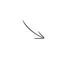 Black Hand drawn arrow icon on transparent background. flat style. arrow icon for your web site design, logo, app, UI. arrow indicated the direction symbol. curved arrow sign