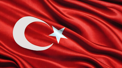Waving Turkish Flag Illustration. The National Flag of Turkey.