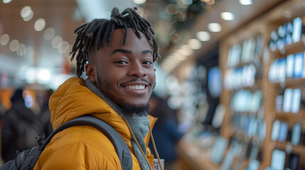 Fototapeta premium Smiling Young Man in Electronics Store