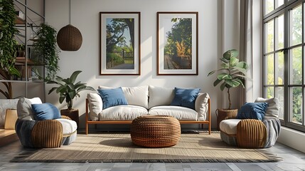 ISO A Paper Size Living Room Wall Art Modern Interior Design Frame Mockup
