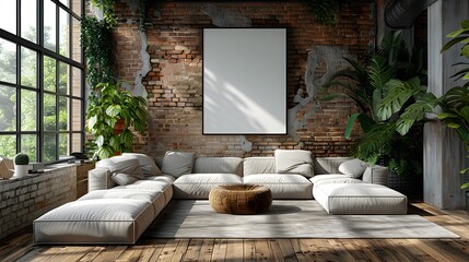 ISO A Paper Size Mockup A Modern Living Room Wall Art Decor Print in Stylish Frame