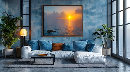 ISO A Paper Size Mockup Modern Living Room Wall Poster Decor