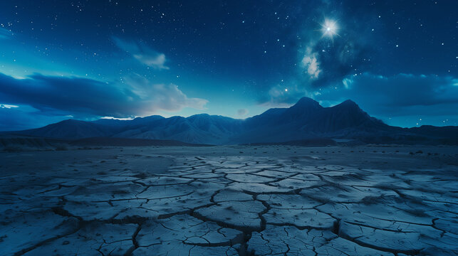 Night in the desert sand dunes