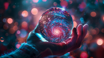 Magic crystal ball with a galaxy inside