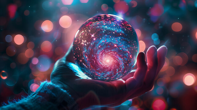 Magic crystal ball with a galaxy inside