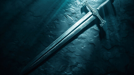 Metal sword on a dark background