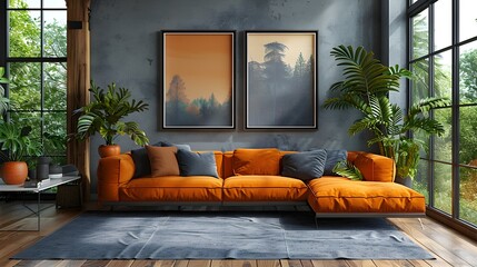 Modern Living Room Wall Art Decorated with Stylish ISO A Paper Size Frame Mockup