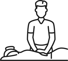 Back massage, chiropractic medicine line icon. Isolated vector linear sign of masseur chiropractor kneading a patient back, symbol of relaxation and stress relief, massage therapy and physical comfort