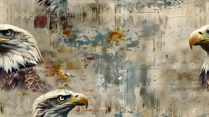 Majestic Bald Eagle Tiles: Symbol of Strength and Freedom for Independence Day Decor   Photorealistic Concept