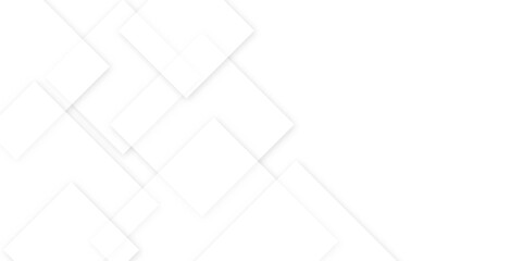 Square pattern on banner with shadow. Abstract white and grey color geometric background with copy space. Modern and minimal concept. You can use for cover, poster, banner web.	
