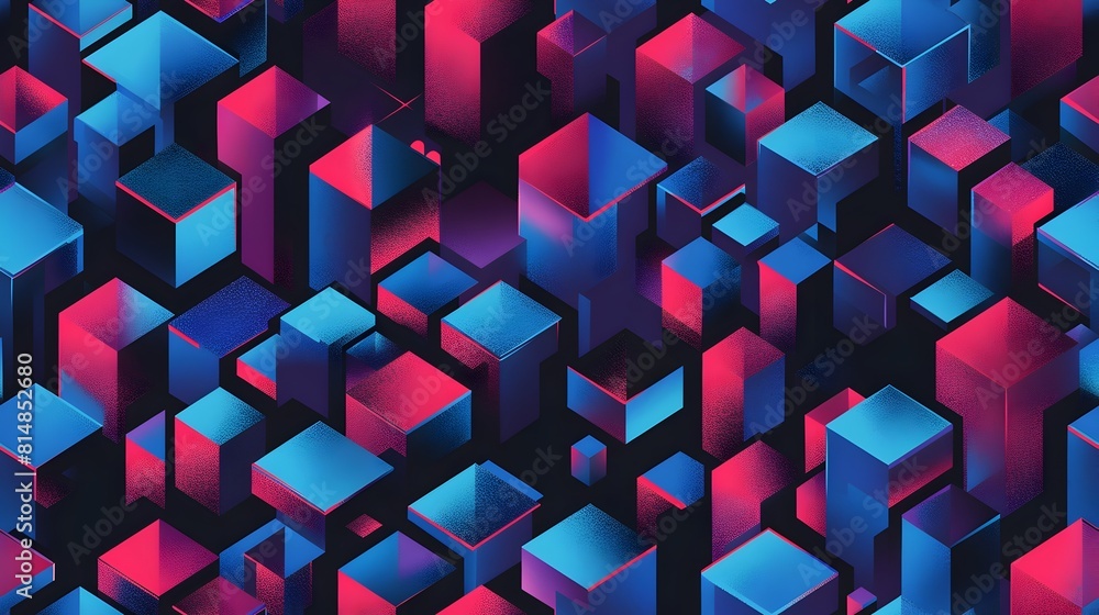 Aufkleber vibrant geometric abstract with colorful cubes and shapes forming a futuristic digital backdrop or w