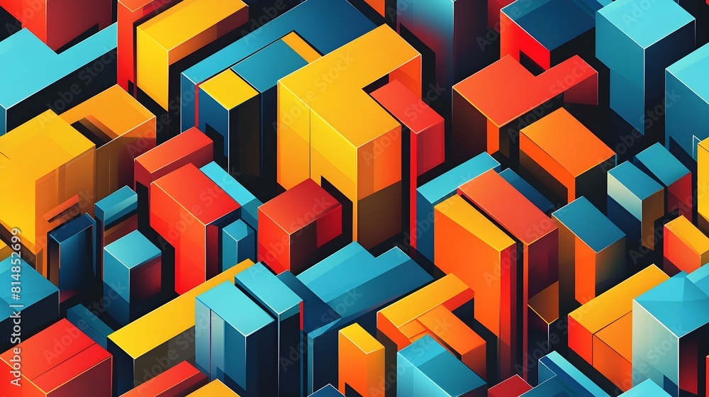 Aufkleber vibrant geometric cube arrangements in a modern and futuristic architectural design