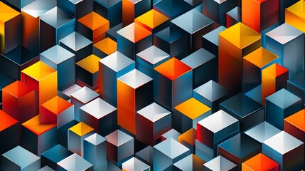 Obraz premium Vibrant Geometric Abstract Cubic Shapes Background with Futuristic Dimensional Patterns