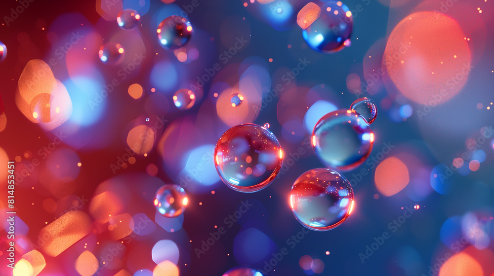 Aufkleber a colorful image of many small, clear spheres. the spheres are scattered throughout the image, with 