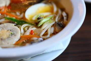 Fresh and healthy vegetable soup in a white bowl. Perfect for food and nutrition concepts