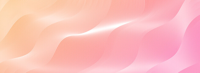 Wave lines abstract background, white thin wavy stripes with movement optical effect. Minimalistic drawing, graphic curves flow. Modern vector illustration on gradient backdrop.