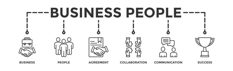 Business people banner web icon vector illustration concept with icon of business, people, agreement, collaboration, communication and success