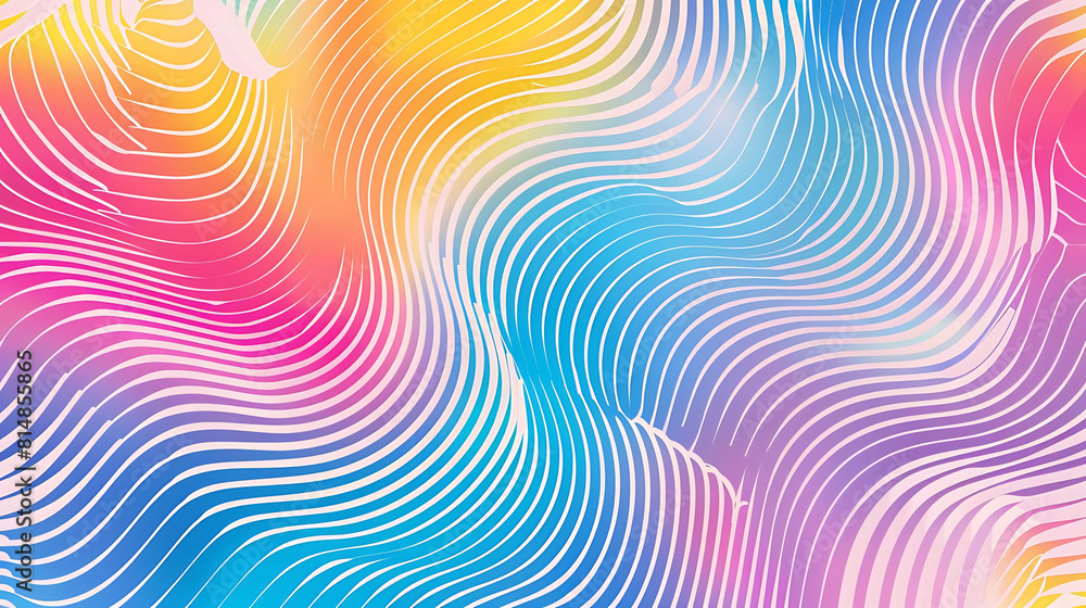Poster curved lines pattern with colorful gradient on a isolated background