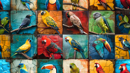 Tropical Paradise: Vibrant Exotic Bird Tile Designs Inspired by Colombia s Biodiversity Festival