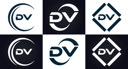 DV logo. D V design. White DV letter. DV, D V letter logo design. Initial letter DV linked circle uppercase monogram logo. D V letter logo vector design. 