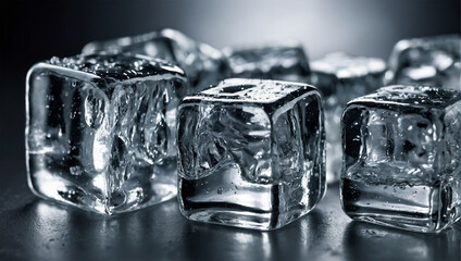Image of clear crystal ice cubes on the table 22