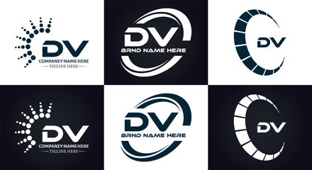 DV logo. D V design. White DV letter. DV, D V letter logo design. Initial letter DV linked circle uppercase monogram logo. D V letter logo vector design. 
