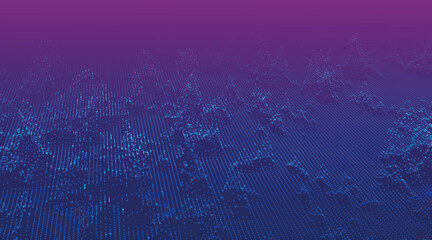 Technology background . Futuristic point wave. Abstract digital wave of particles. Dark background. Connection structure. 3d vector illustration.
