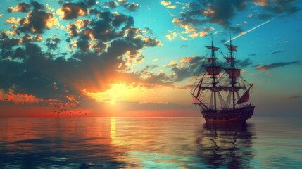 Dramatic Pirate Ship Battle in Rough Seas