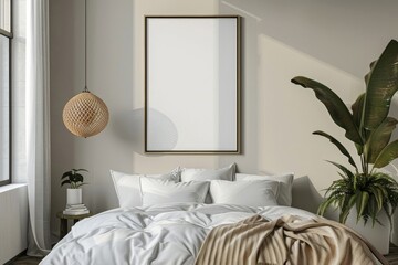 A beautiful canvas frame 3D mockup in modern living room, bed room