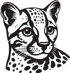 Ocelot cat head silhouette vector illustration.