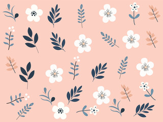 Minimalistic floral seamless pattern design.