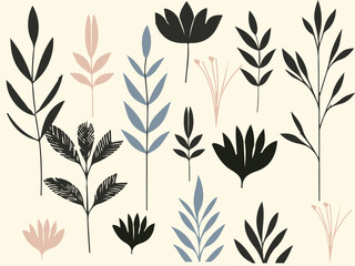 Minimalistic floral seamless pattern design.