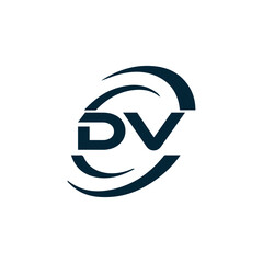 DV logo. D V design. White DV letter. DV, D V letter logo design. Initial letter DV linked circle uppercase monogram logo. D V letter logo vector design. 