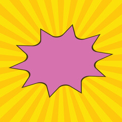 Promo Templete, Yellow comics Background, Comic Bubble in Pop, orange sunshine with Pink background