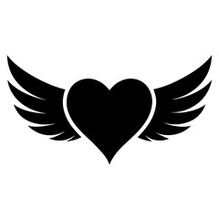 heart shape with wings flying vector illustration design logo concept vector silhouette