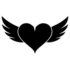 heart shape with wings flying vector illustration design logo concept vector silhouette