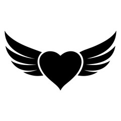 heart shape with wings flying vector illustration design logo concept vector silhouette