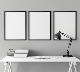 mock up poster frame in modern interior background, interior space, living room, Contemporary style, 3D render, 3D illustration