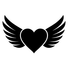 heart shape with wings flying vector illustration design logo concept vector silhouette